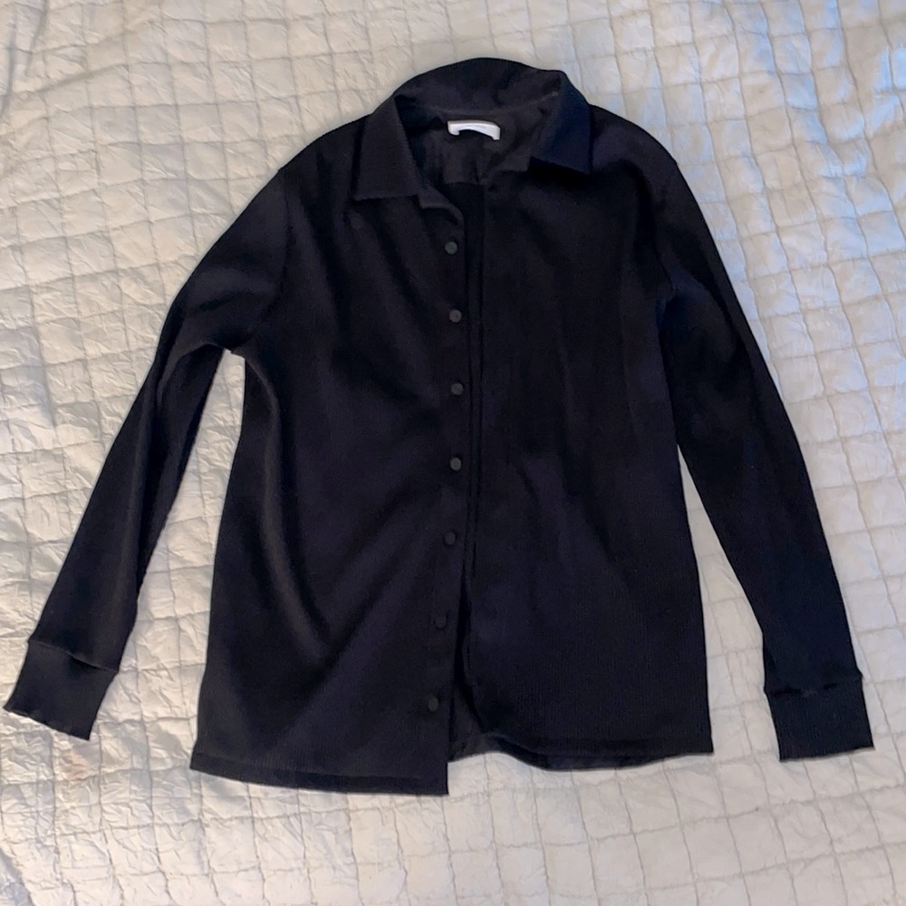 Jaques NYC Black Ribbed Shirt Jacket